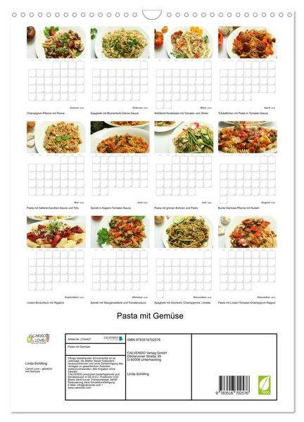 Produktbild: Pasta mit Gem&uuml;se (Wandkalender 2026 DIN A3 hoch), CALVENDO Monatskalender