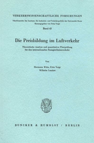 Produktbild: Die Preisbildung im Luftverkehr.