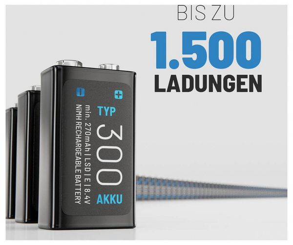 Produktbild: Absina 300 9V Block-Akku NiMH 270 mAh 8.4V 1St.