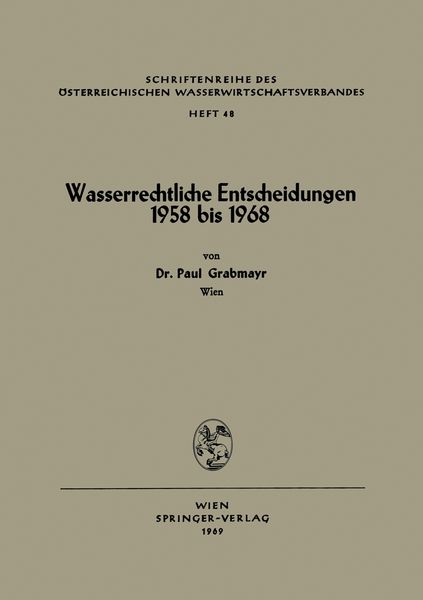 Produktbild: Wasserrechtliche Entscheidungen 1958 bis 1968