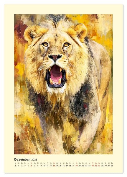 Produktbild: Raubkatzen. Moderne Paintings wilder Eleganz (Tischkalender 2026 DIN A5 hoch), CALVENDO Monatskalender