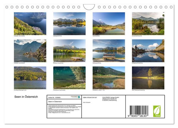 Produktbild: Seen in &Ouml;sterreich (Wandkalender 2026 DIN A4 quer), CALVENDO Monatskalender