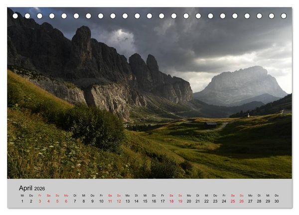 Produktbild: S&uuml;dtiroler Bergwelten - Die monti pallidi, Idylle die fast unwirklich erscheint (Tischkalender 2026 DIN A5 quer), CALVENDO Monatskalender