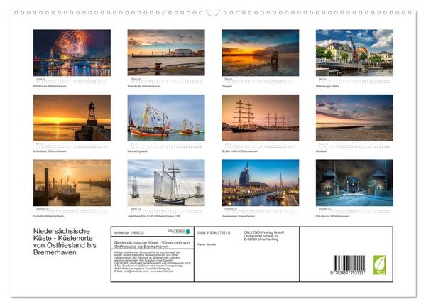 Produktbild: Nieders&auml;chsische K&uuml;ste - K&uuml;stenorte von Ostfriesland bis Bremerhaven (hochwertiger Premium Wandkalender 2026 DIN A2 quer), Kunstdruck in Hochglanz