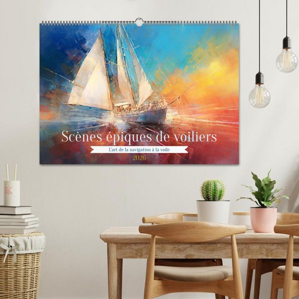 Produktbild: Sc&egrave;nes &eacute;piques de voiliers (Calendrier mural 2026 DIN A2 vertical), CALVENDO calendrier mensuel