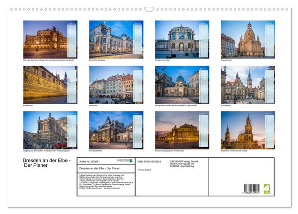 Produktbild: Dresden an der Elbe - Der Planer (Wandkalender 2026 DIN A2 quer), CALVENDO Monatskalender