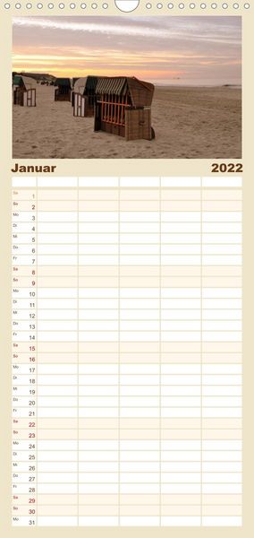 Produktbild: Familienplaner Strandkorb-Impressionen (Wandkalender 2022 , 21 cm x 45 cm, hoch)