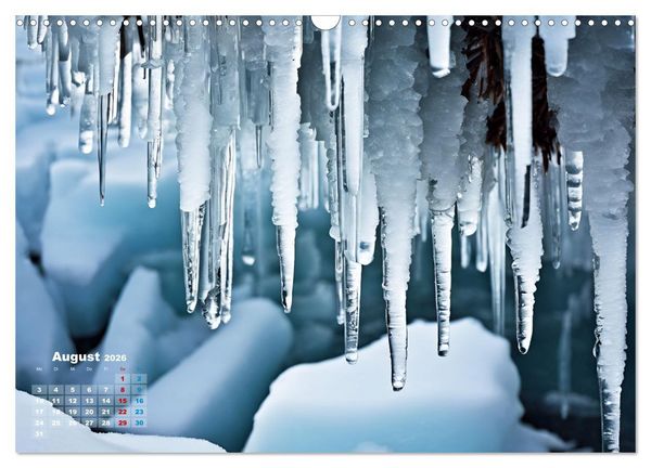 Produktbild: Schneekristalle und Eiszapfen Eisige Zeiten f&uuml;r alle Winterfans (Wandkalender 2026 DIN A3 quer), CALVENDO Monatskalender