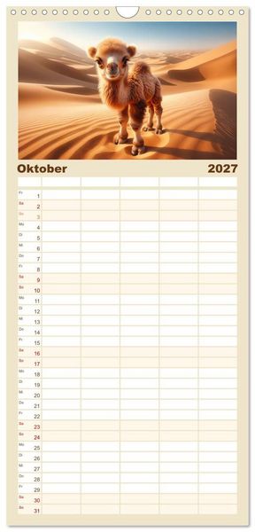 Produktbild: Familienplaner 2027 - Baby-Tiere mit 5 Spalten (Wandkalender, 21 x 45 cm) CALVENDO
