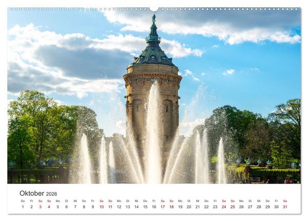 Produktbild: Der Mannheimer Wasserturm (hochwertiger Premium Wandkalender 2026 DIN A2 quer), Kunstdruck in Hochglanz