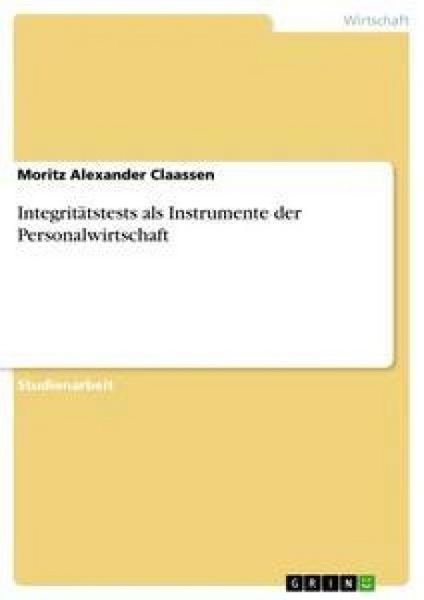 Produktbild: Integrit&auml;tstests als Instrumente der Personalwirtschaft