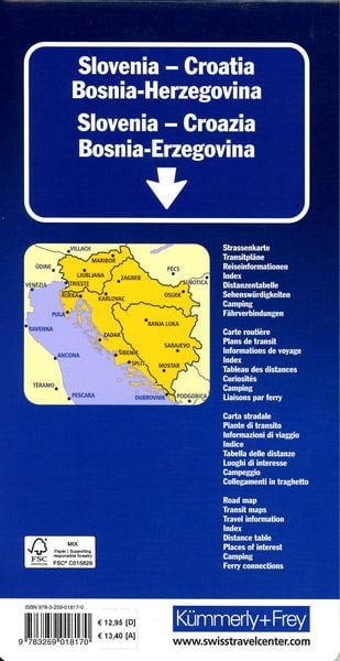 Produktbild: K&uuml;mmerly+Frey Strassenkarte Slowenien, Kroatien, Bosnien-Herzegowina 1:500.000