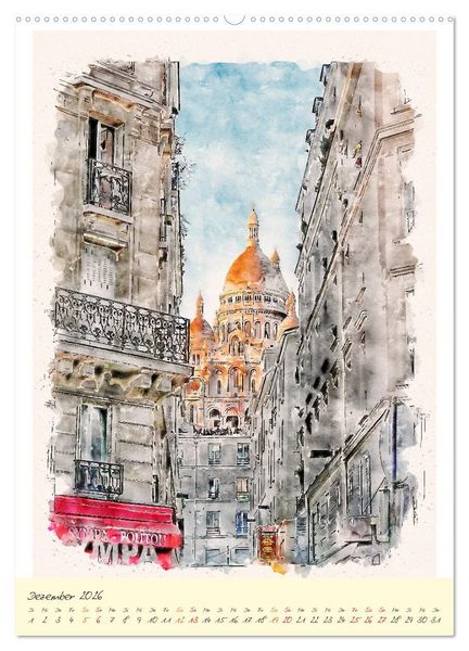 Produktbild: Paris - malerische Metropole (Wandkalender 2026 DIN A2 hoch), CALVENDO Monatskalender