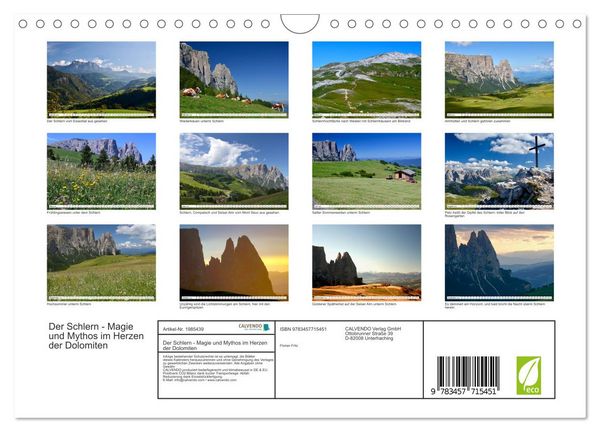 Produktbild: Der Schlern - Magie und Mythos im Herzen der Dolomiten (Wandkalender 2026 DIN A4 quer), CALVENDO Monatskalender