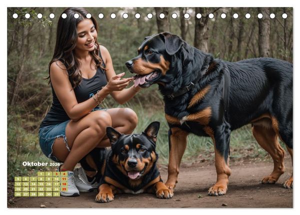 Produktbild: Majest&auml;tische Rottweiler: Ein Jahr voller Kraft und Loyalit&auml;t (Tischkalender 2026 DIN A5 quer), CALVENDO Monatskalender