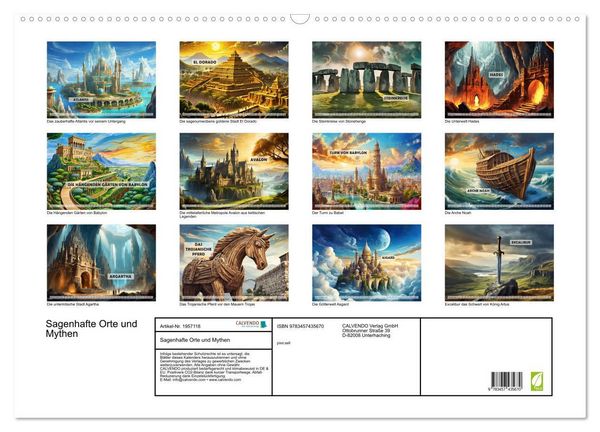 Produktbild: Sagenhafte Orte und Mythen (Wandkalender 2026 DIN A2 quer), CALVENDO Monatskalender