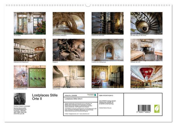 Produktbild: Lostplaces Stille Orte II (hochwertiger Premium Wandkalender 2026 DIN A2 quer), Kunstdruck in Hochglanz