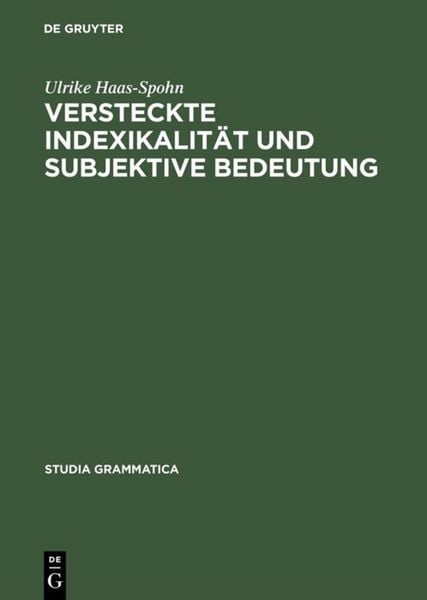 Produktbild: Versteckte Indexikalit&auml;t und subjektive Bedeutung