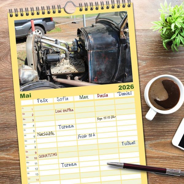 Produktbild: Familienplaner 2026 - Ford Flathead V8 Motoren mit 5 Spalten (Wandkalender, 21 x 45 cm) CALVENDO