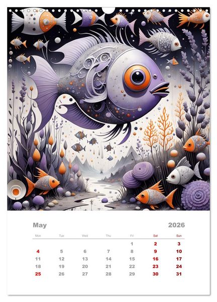 Produktbild: The adventures of the steel fish (Wall Calendar 2026 DIN A3 portrait), CALVENDO 12 Month Wall Calendar
