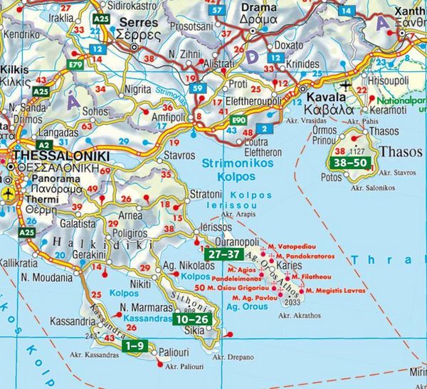 Produktbild: ROTHER Wanderf&uuml;hrer Chalkidiki - Thassos. 47 Touren auf Kassandra und Sithonia, in der M&ouml;nchsrepublik Athos und auf der Insel Thassos