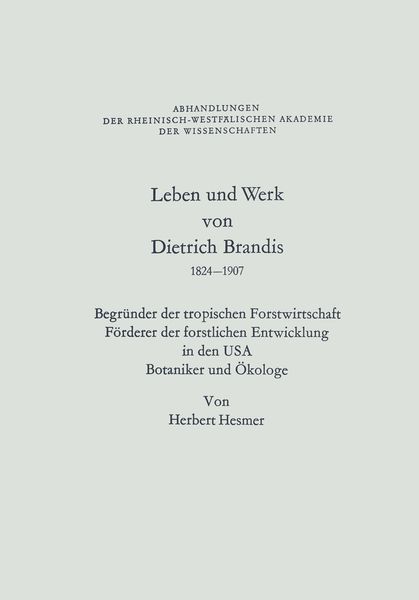 Produktbild: Leben und Werk von Dietrich Brandis 1824&ndash;1907