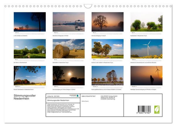 Produktbild: Stimmungsvoller Niederrhein (Wandkalender 2026 DIN A3 quer), CALVENDO Monatskalender