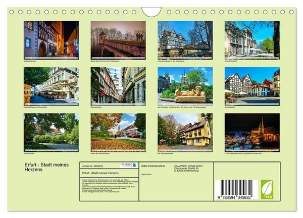 Produktbild: Erfurt - Stadt meines Herzens (Wandkalender 2027 DIN A4 quer), CALVENDO Monatskalender