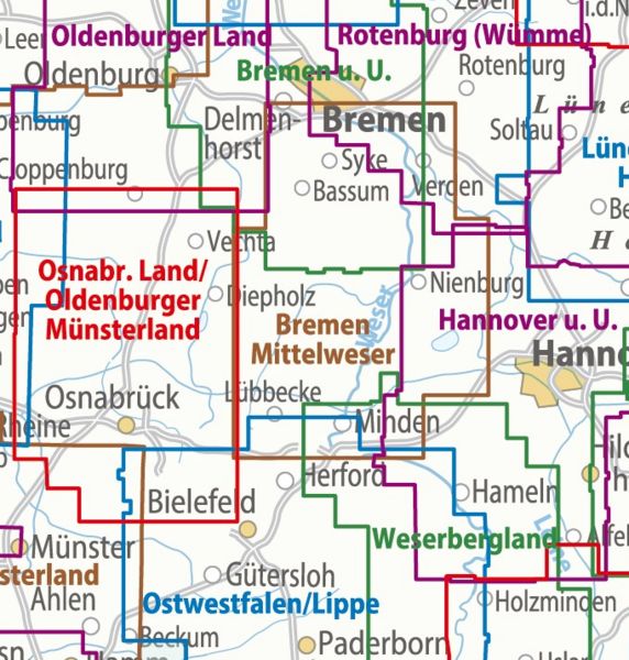 Produktbild: BVA ADFC Regionalkarte Bremen-Minden Mittelweser 1:75.000
