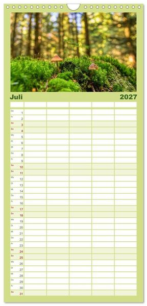 Produktbild: Familienplaner 2027 - Vielfalt am Waldboden mit 5 Spalten (Wandkalender, 21 x 45 cm) CALVENDO