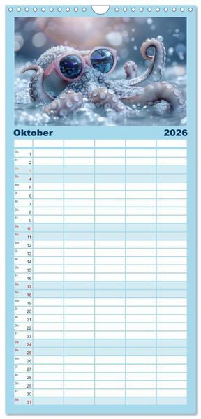 Produktbild: Familienplaner 2026 - Hei&szlig;er Sommer mit 5 Spalten (Wandkalender, 21 x 45 cm) CALVENDO