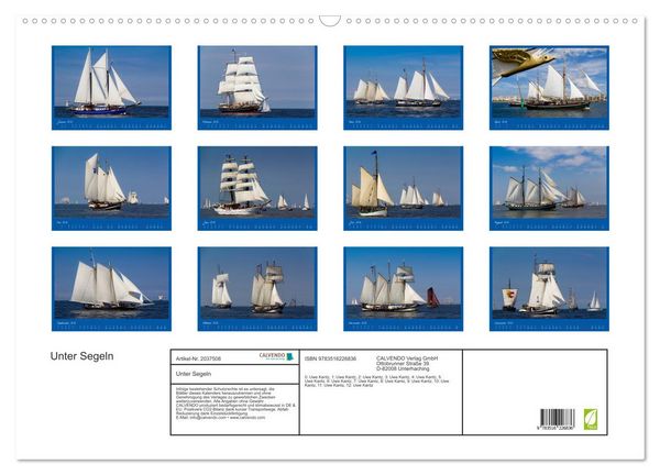 Produktbild: Unter Segeln (Wandkalender 2026 DIN A2 quer), CALVENDO Monatskalender