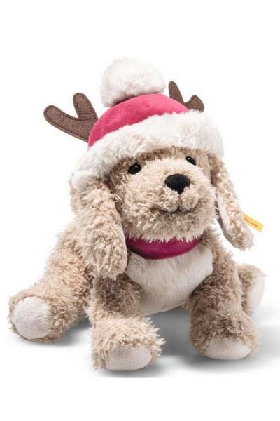 Steiff 067686 - Rudy Hund, Weihnachten, beige, sitzend, Plüsch, 27 cm