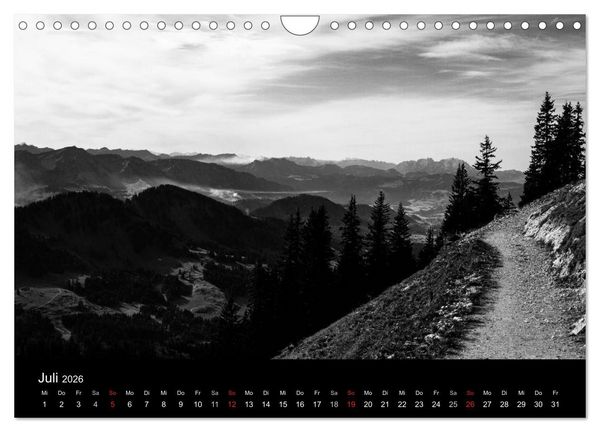 Produktbild: BERGE IN SCHWARZ WEISS (Wandkalender 2026 DIN A4 quer), CALVENDO Monatskalender