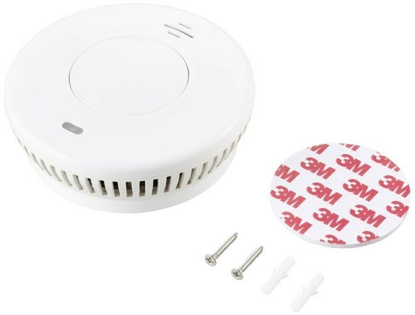 Produktbild: Sygonix EN14604 Funk-Rauchwarnmelder inkl. 10 Jahres-Batterie, vernetzbar batteriebetrieben (&Oslash; x H) 105 mm x 36 mm