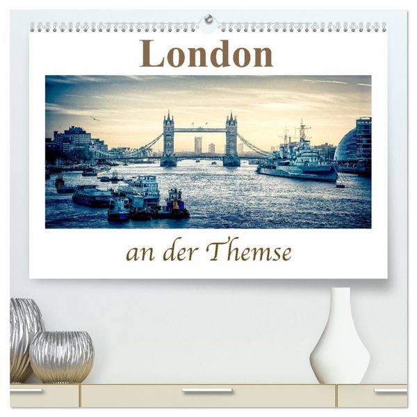 Produktbild: London an der Themse (hochwertiger Premium Wandkalender 2026 DIN A2 quer), Kunstdruck in Hochglanz