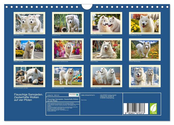 Produktbild: Flauschige Samojeden. Zauberhafte Wolken auf vier Pfoten (Wandkalender 2026 DIN A4 quer), CALVENDO Monatskalender