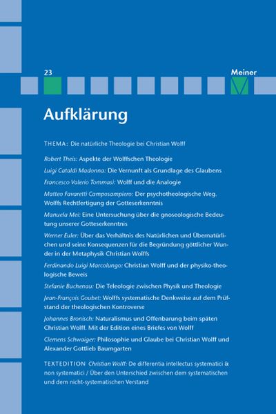 Produktbild: Aufkl&auml;rung, Band 23: Die nat&uuml;rliche Theologie bei Christian Wolff