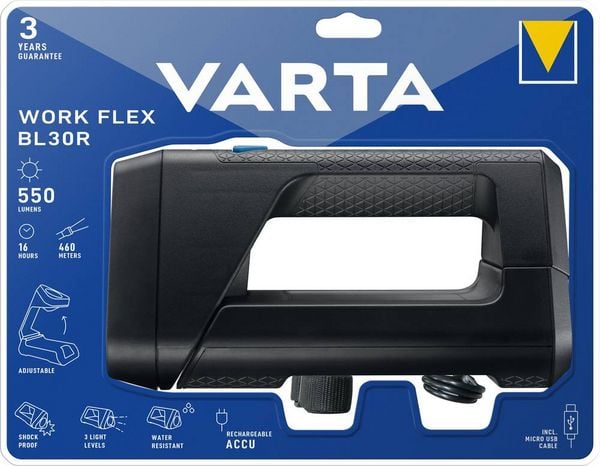 Produktbild: Varta LED Akku-Handscheinwerfer Work Flex BL30R mit Akku 600 lm 18684101401