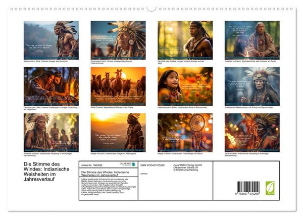 Produktbild: Die Stimme des Windes: Indianische Weisheiten im Jahresverlauf (hochwertiger Premium Wandkalender 2026 DIN A2 quer), Kunstdruck in Hochglanz
