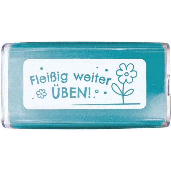 Produktbild: COLOP NIO School Motivations-Stempel, flei&szlig;ig weiter &uuml;ben, Abdruckfarbe fresh mint, 38 x 14mm