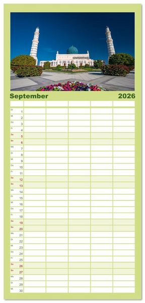 Produktbild: Familienplaner 2026 - OMAN - Orientperle mit 5 Spalten (Wandkalender, 21 x 45 cm) CALVENDO