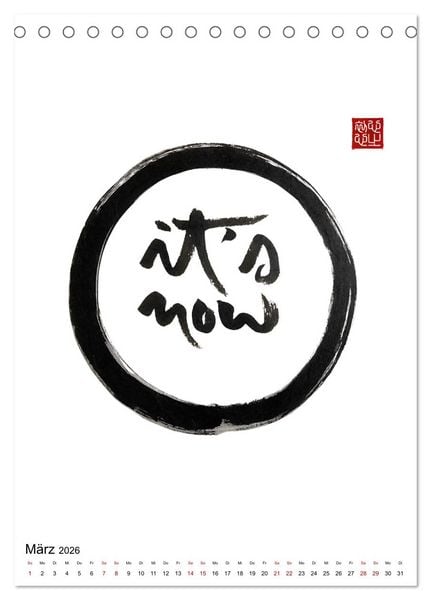 Produktbild: Zen Art Kalligraphie inspiriert von Zen-Meister Th&iacute;ch Nhất Hạnh (Tischkalender 2026 DIN A5 hoch), CALVENDO Monatskalender