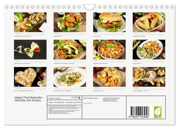 Produktbild: Vegan Food Kalender &ndash; Gerichte und Snacks (Wandkalender 2026 DIN A4 quer), CALVENDO Monatskalender