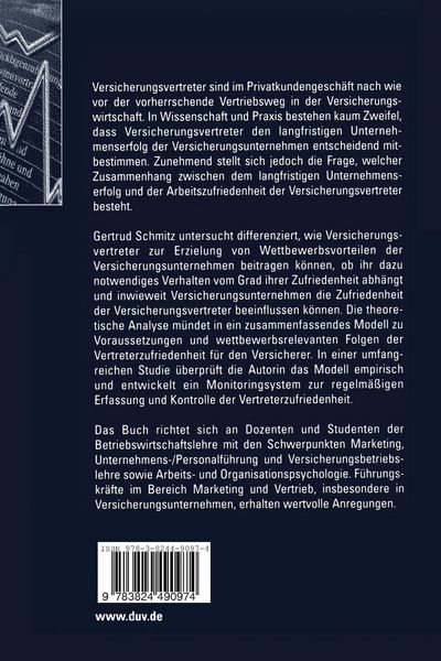 Produktbild: Die Zufriedenheit von Versicherungsvertretern als unternehmerische Zielgr&ouml;&szlig;e