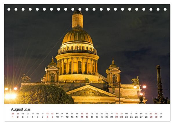 Produktbild: St. Petersburg bei Nacht (Tischkalender 2026 DIN A5 quer), CALVENDO Monatskalender