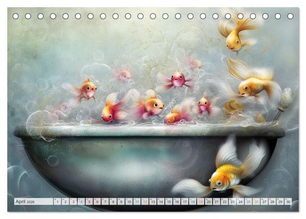 Produktbild: Wasserschlacht mit Flauschalarm (Tischkalender 2026 DIN A5 quer), CALVENDO Monatskalender