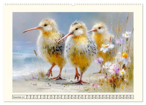 Produktbild: Entz&uuml;ckende Kiwis. Neuseelands kleiner Laufvogel am Meer (hochwertiger Premium Wandkalender 2027 DIN A2 quer), Kunstdruck in Hochglanz