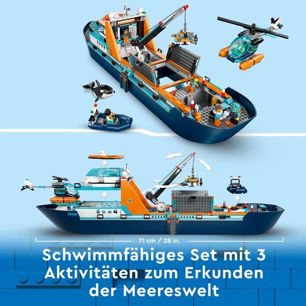 Produktbild: LEGO City 60368 Arktis-Forschungsschiff Set, großes Spielzeug-Boot