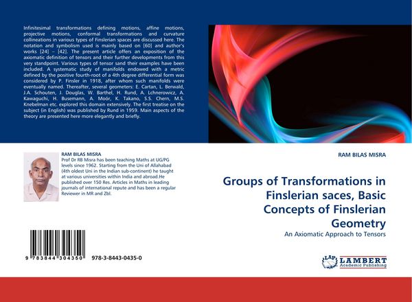 Produktbild: Groups of Transformations in Finslerian saces, Basic Concepts of Finslerian Geometry